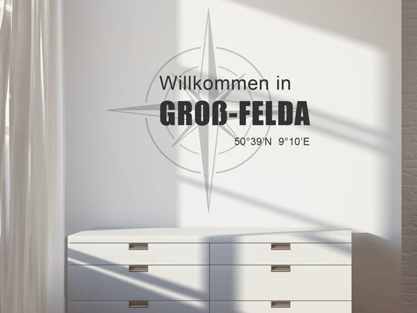 Wandtattoo Willkommen in Groß-Felda mit den Koordinaten 50°39'N 9°10'E