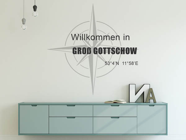 Wandtattoo Willkommen in Groß Gottschow mit den Koordinaten 53°4'N 11°58'E