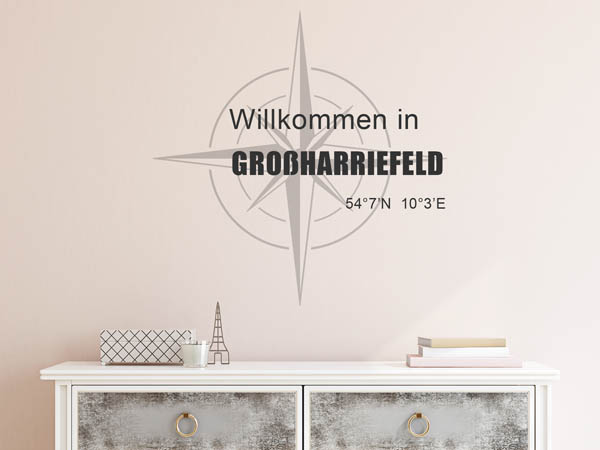Wandtattoo Willkommen in Großharriefeld mit den Koordinaten 54°7'N 10°3'E