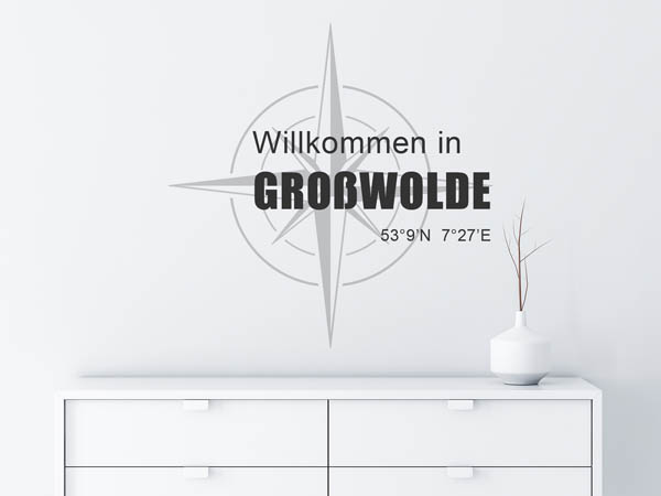 Wandtattoo Willkommen in Großwolde mit den Koordinaten 53°9'N 7°27'E