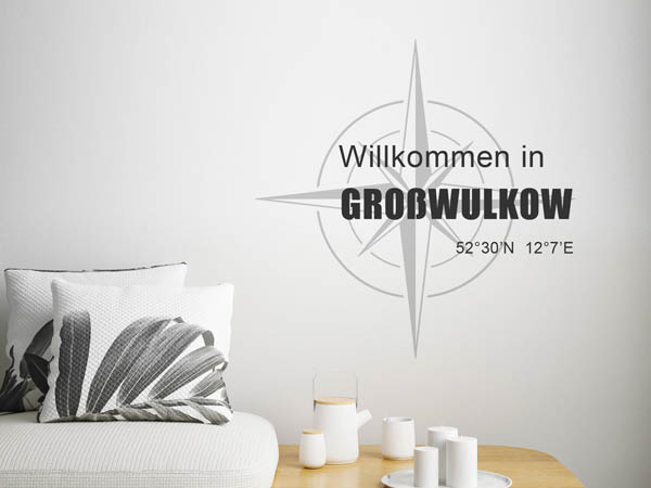 Wandtattoo Willkommen in Großwulkow mit den Koordinaten 52°30'N 12°7'E