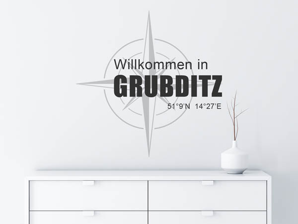 Wandtattoo Willkommen in Grubditz mit den Koordinaten 51°9'N 14°27'E