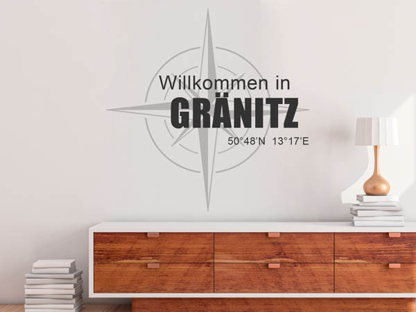 Wandtattoo Willkommen in Gränitz mit den Koordinaten 50°48'N 13°17'E