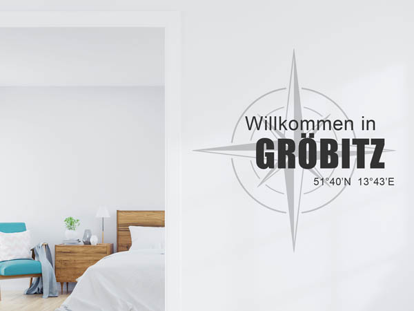 Wandtattoo Willkommen in Gröbitz mit den Koordinaten 51°40'N 13°43'E