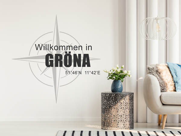 Wandtattoo Willkommen in Gröna mit den Koordinaten 51°46'N 11°42'E