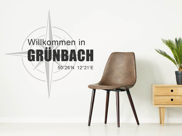 Wandtattoo Willkommen in Grünbach mit den Koordinaten 50°26'N 12°21'E