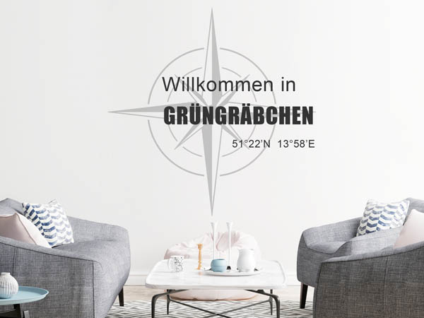 Wandtattoo Willkommen in Grüngräbchen mit den Koordinaten 51°22'N 13°58'E