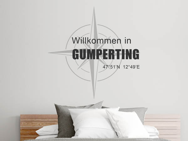 Wandtattoo Willkommen in Gumperting mit den Koordinaten 47°51'N 12°49'E