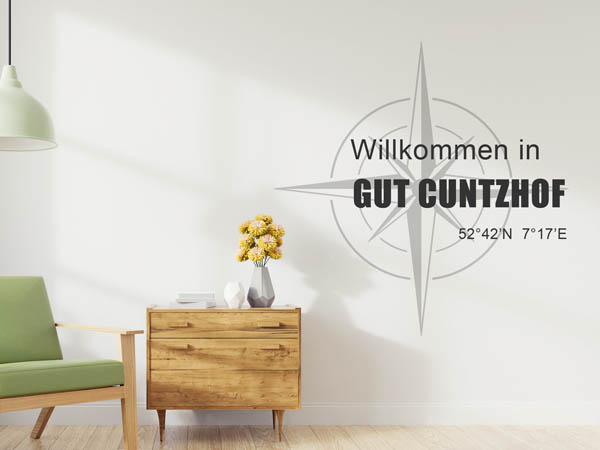 Wandtattoo Willkommen in Gut Cuntzhof mit den Koordinaten 52°42'N 7°17'E