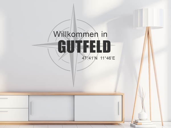 Wandtattoo Willkommen in Gutfeld mit den Koordinaten 47°41'N 11°46'E