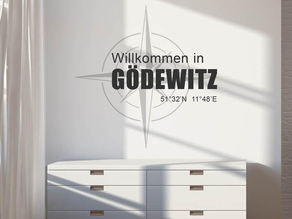 Wandtattoo Willkommen in Gödewitz mit den Koordinaten 51°32'N 11°48'E