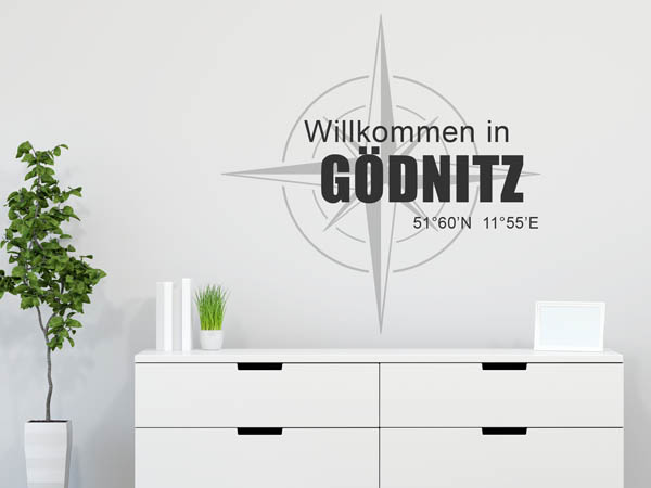 Wandtattoo Willkommen in Gödnitz mit den Koordinaten 51°60'N 11°55'E