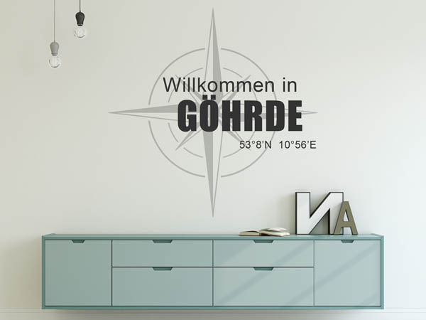 Wandtattoo Willkommen in Göhrde mit den Koordinaten 53°8'N 10°56'E