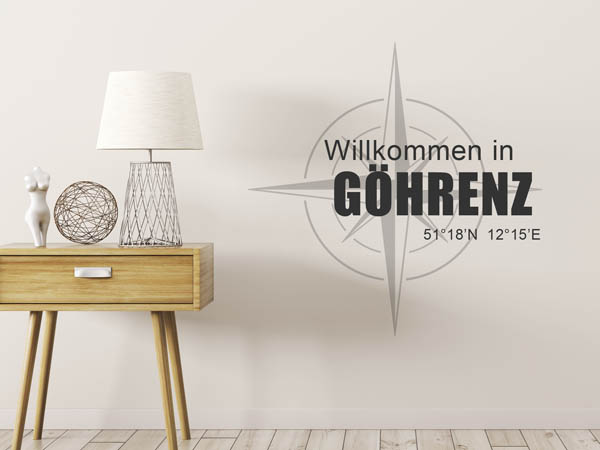 Wandtattoo Willkommen in Göhrenz mit den Koordinaten 51°18'N 12°15'E