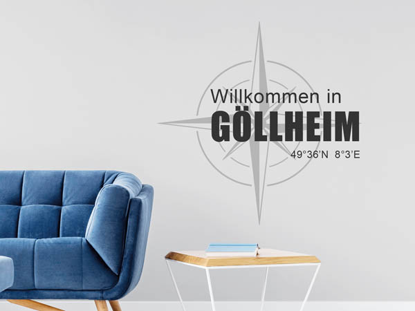 Wandtattoo Willkommen in Göllheim mit den Koordinaten 49°36'N 8°3'E