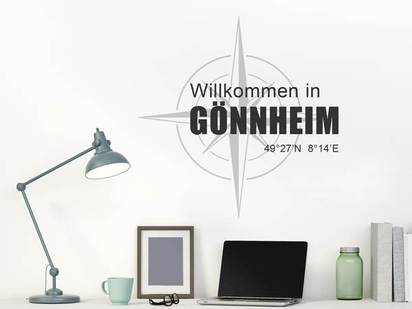 Wandtattoo Willkommen in Gönnheim mit den Koordinaten 49°27'N 8°14'E