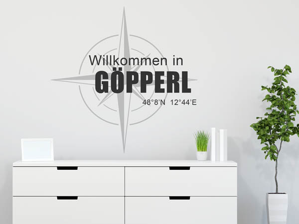 Wandtattoo Willkommen in Göpperl mit den Koordinaten 48°8'N 12°44'E