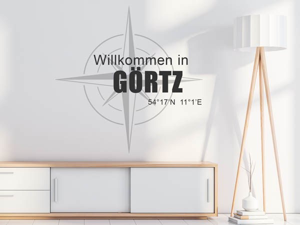 Wandtattoo Willkommen in Görtz mit den Koordinaten 54°17'N 11°1'E