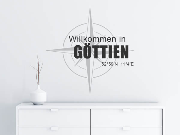 Wandtattoo Willkommen in Göttien mit den Koordinaten 52°59'N 11°4'E