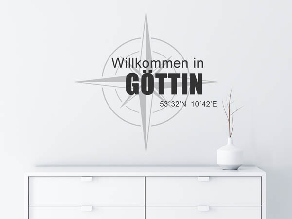 Wandtattoo Willkommen in Göttin mit den Koordinaten 53°32'N 10°42'E