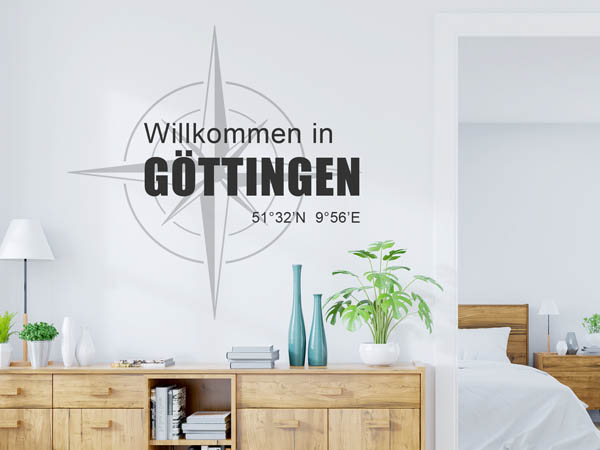 Wandtattoo Willkommen in Göttingen mit den Koordinaten 51°32'N 9°56'E