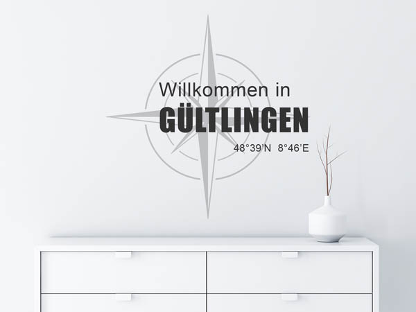 Wandtattoo Willkommen in Gültlingen mit den Koordinaten 48°39'N 8°46'E