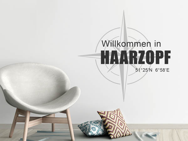 Wandtattoo Willkommen in Haarzopf mit den Koordinaten 51°25'N 6°58'E