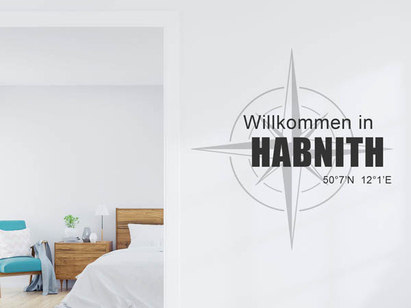 Wandtattoo Willkommen in Habnith mit den Koordinaten 50°7'N 12°1'E