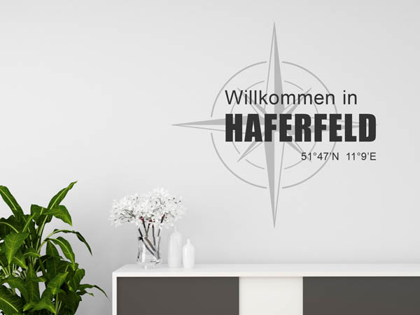Wandtattoo Willkommen in Haferfeld mit den Koordinaten 51°47'N 11°9'E