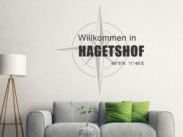 Wandtattoo Willkommen in Hagetshof mit den Koordinaten 49°6'N 11°46'E