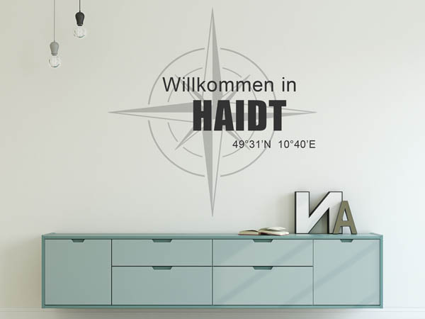 Wandtattoo Willkommen in Haidt mit den Koordinaten 49°31'N 10°40'E