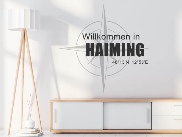 Wandtattoo Willkommen in Haiming mit den Koordinaten 48°13'N 12°53'E