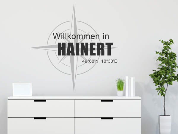 Wandtattoo Willkommen in Hainert mit den Koordinaten 49°60'N 10°30'E