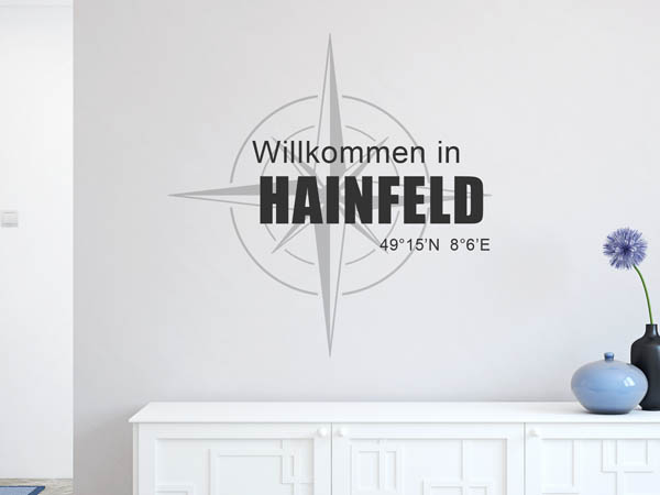 Wandtattoo Willkommen in Hainfeld mit den Koordinaten 49°15'N 8°6'E