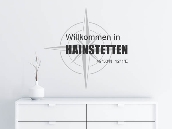 Wandtattoo Willkommen in Hainstetten mit den Koordinaten 49°30'N 12°1'E