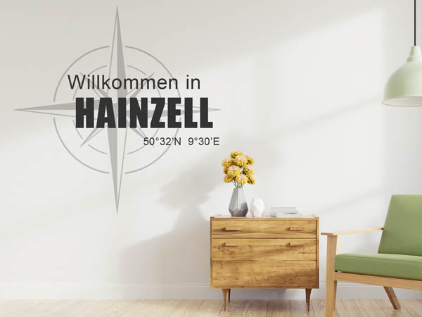 Wandtattoo Willkommen in Hainzell mit den Koordinaten 50°32'N 9°30'E