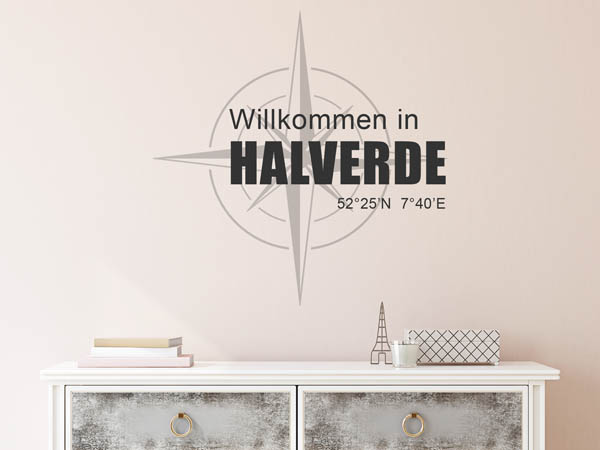 Wandtattoo Willkommen in Halverde mit den Koordinaten 52°25'N 7°40'E