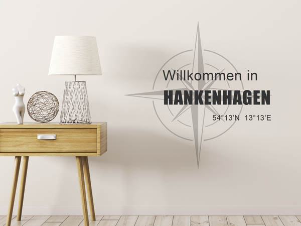 Wandtattoo Willkommen in Hankenhagen mit den Koordinaten 54°13'N 13°13'E