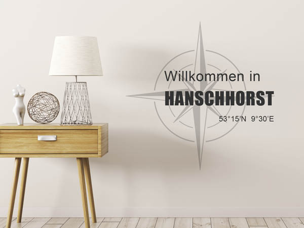 Wandtattoo Willkommen in Hanschhorst mit den Koordinaten 53°15'N 9°30'E
