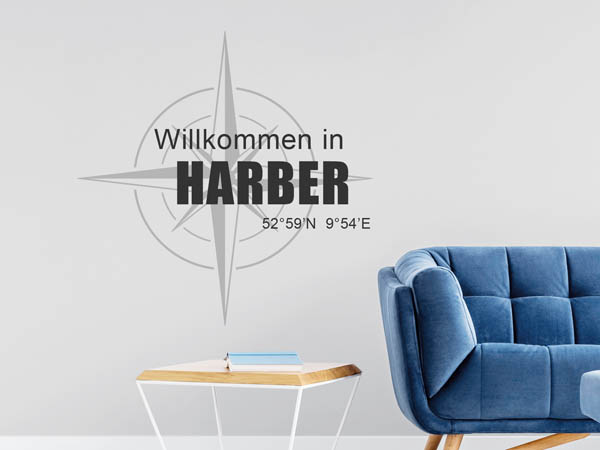 Wandtattoo Willkommen in Harber mit den Koordinaten 52°59'N 9°54'E