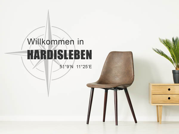 Wandtattoo Willkommen in Hardisleben mit den Koordinaten 51°9'N 11°25'E