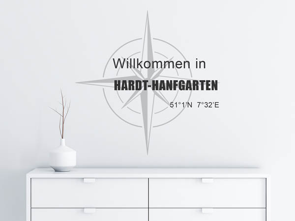 Wandtattoo Willkommen in Hardt-Hanfgarten mit den Koordinaten 51°1'N 7°32'E