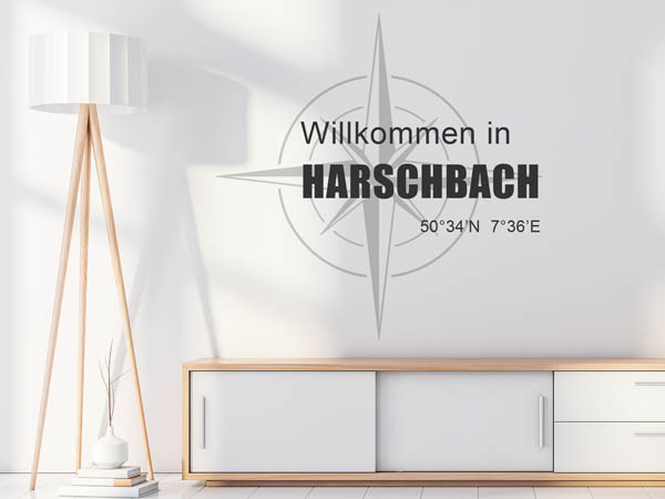 Wandtattoo Willkommen in Harschbach mit den Koordinaten 50°34'N 7°36'E