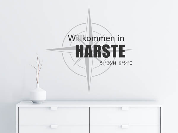 Wandtattoo Willkommen in Harste mit den Koordinaten 51°36'N 9°51'E