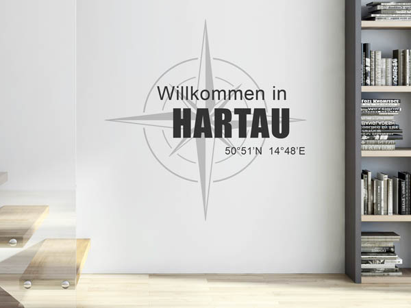 Wandtattoo Willkommen in Hartau mit den Koordinaten 50°51'N 14°48'E