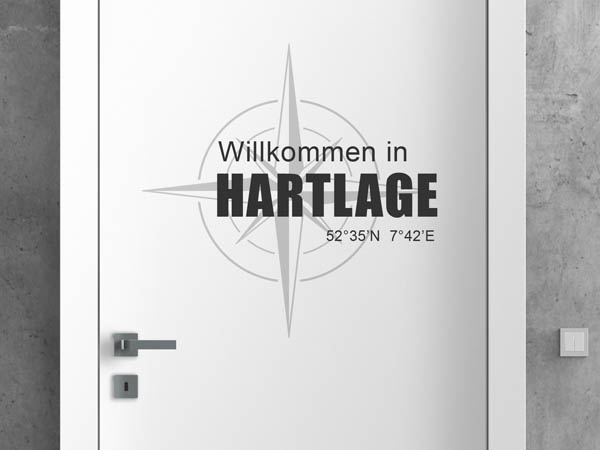 Wandtattoo Willkommen in Hartlage mit den Koordinaten 52°35'N 7°42'E