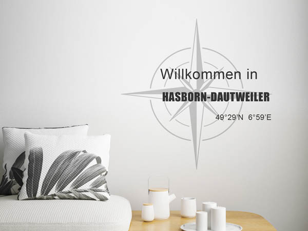 Wandtattoo Willkommen in Hasborn-Dautweiler mit den Koordinaten 49°29'N 6°59'E