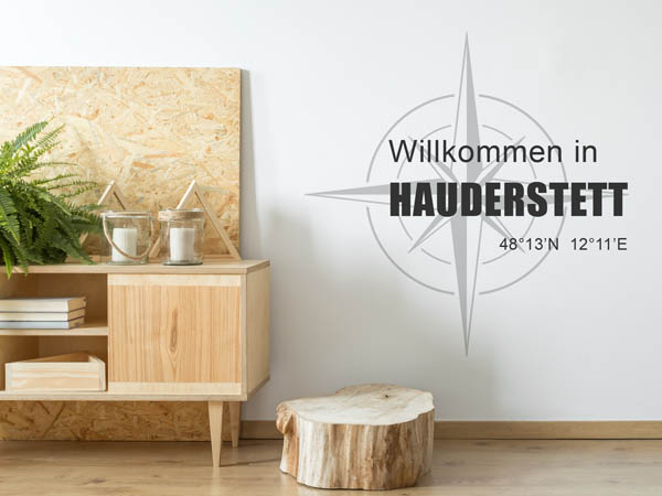 Wandtattoo Willkommen in Hauderstett mit den Koordinaten 48°13'N 12°11'E