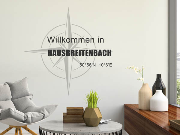 Wandtattoo Willkommen in Hausbreitenbach mit den Koordinaten 50°56'N 10°6'E