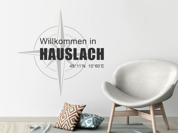 Wandtattoo Willkommen in Hauslach mit den Koordinaten 49°11'N 10°60'E